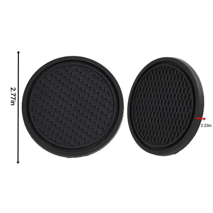 Universal Black Anti-Slip Car Cup Holder Coaster Pads – Interior Accessories for Most Vehicles