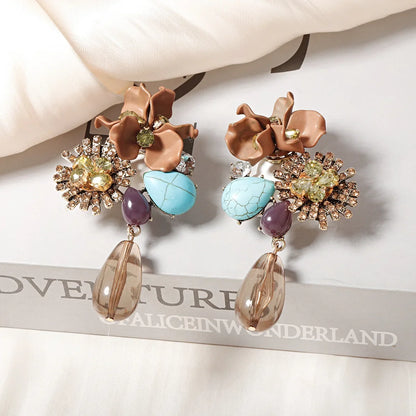 Zvoijio Resin Flower Drop Earrings - Personalized Trendy Long Water Drop Jewelry for Women