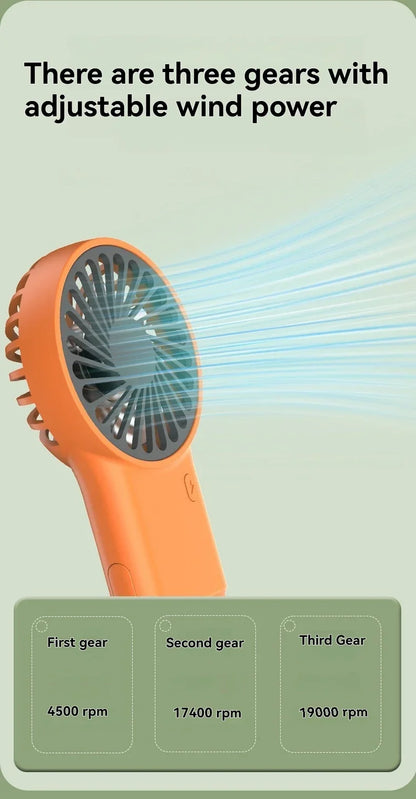 New Foldable USB Rechargeable Mini Fan | Handheld Desktop Fan with Cartoon Design & Hook for Outdoor, Home & Office Use