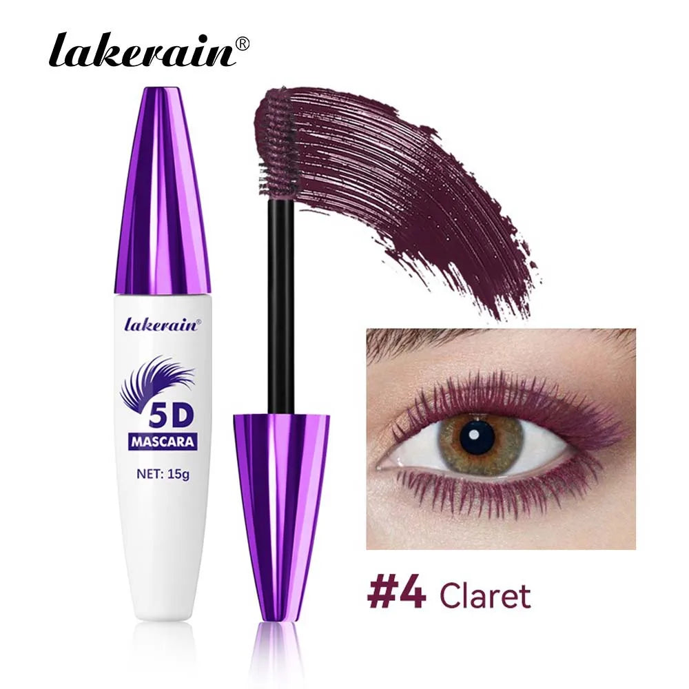 Red Wine Brown 5D Mascara — 3D Curling, Waterproof, Non-Smudge, Fast-Dry Eyelash Extension Makeup