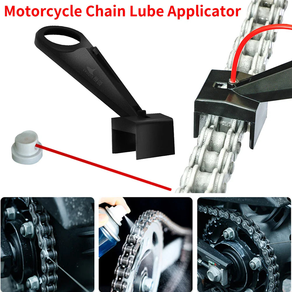 Motorcycle Chain Oiler Spray — Mess-Free Chain Wax & Cleaner Attachment, Chain Lube Tool for Motorcycles