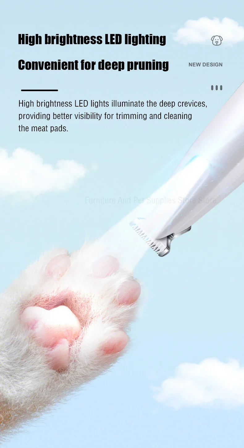 New Waterproof LED Dog Paw Trimmer – Pet Hair Clippers with LED Display & 18mm Wide Blade