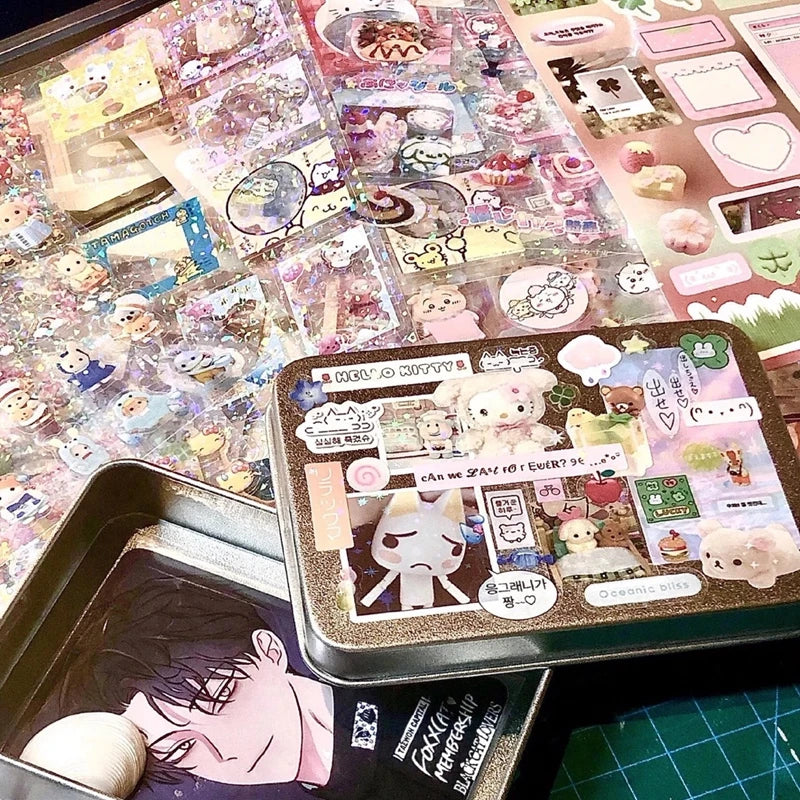 6pcs/10pcs Y2K Glitter Laser Stickers – Cute Random Phone, Camera, Luggage & Journal Stickers, Kawaii Decoration Gift
