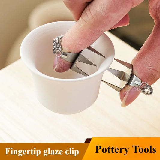 Pottery Glaze Fingertip Clip Tool – Stainless Steel DIY Ceramic Coloring & Glazing for Tea Cups and Small Crafts