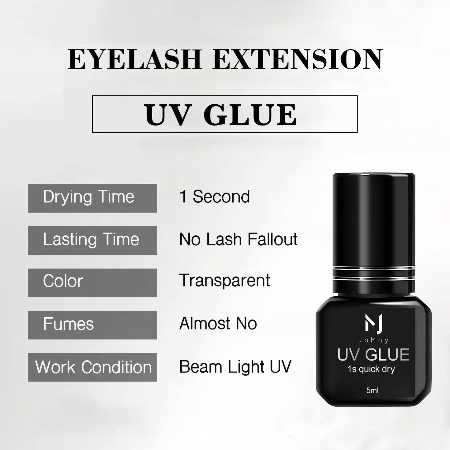UV Eyelash Glue – Waterproof, Quick-Dry 1-Second Colorless & Odorless Eyelash Extension Adhesive