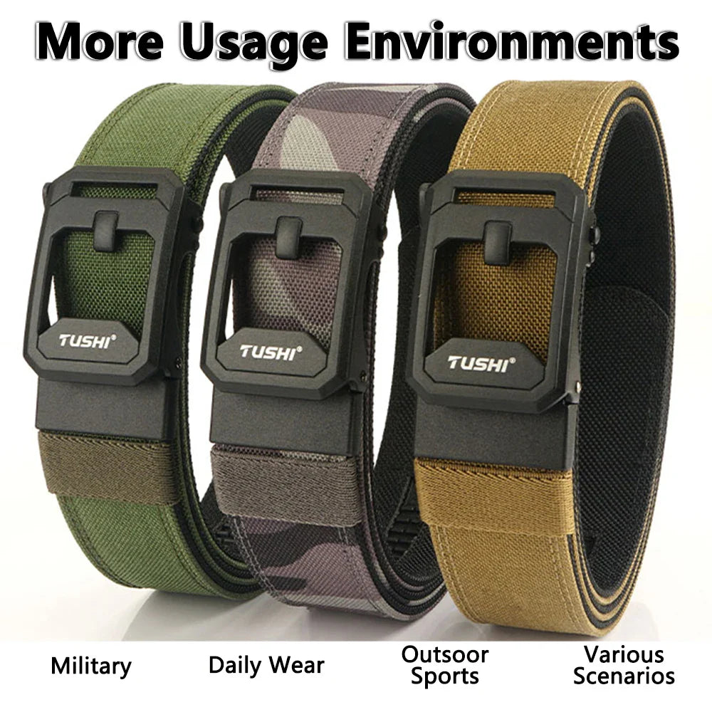 TUSHI Hard Tactical Belt for Men – Sturdy Nylon with Metal Automatic Buckle, Military & Police Duty, Outdoor IPSC Accessories
