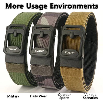 TUSHI Hard Tactical Belt for Men – Sturdy Nylon with Metal Automatic Buckle, Military & Police Duty, Outdoor IPSC Accessories