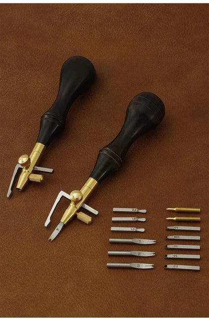 Adjustable Leather Grooving & Marking Tool – Multi-Function Cutter Head for DIY Leathercraft & Edge Carving