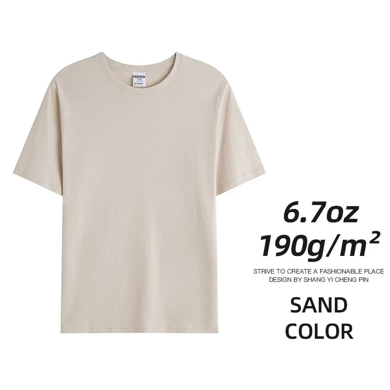 Men's & Women's 190gsm Combed Cotton T-Shirt - Solid Color Custom Team & Casual Summer Tee