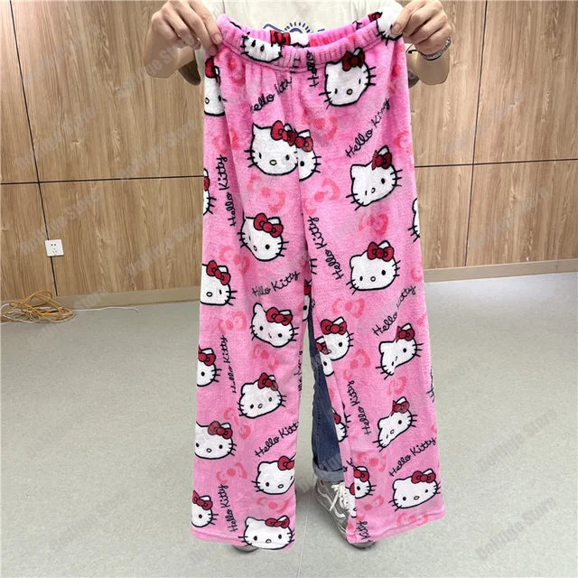 Y2K Hello Kitty Pajama Pants – Sanrio Anime Women’s Cartoon Sleepwear, Fashionable Home Leisure Trousers