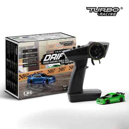 Turbo Racing 1:76 RC Drift Car | C64/C72/C73/C74 with Gyro & Full Remote Control for Kids & Adults