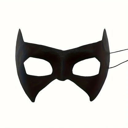 Adult Black PVC Masquerade Mask — Bat Bunny Party Mask for Men & Women, Carnival, Prom, and Costume Events