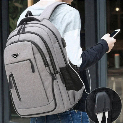 Large Capacity Oxford Backpack - 15.6” Laptop Bag for Men and Teens, Black Solid High School and College Student Backpack