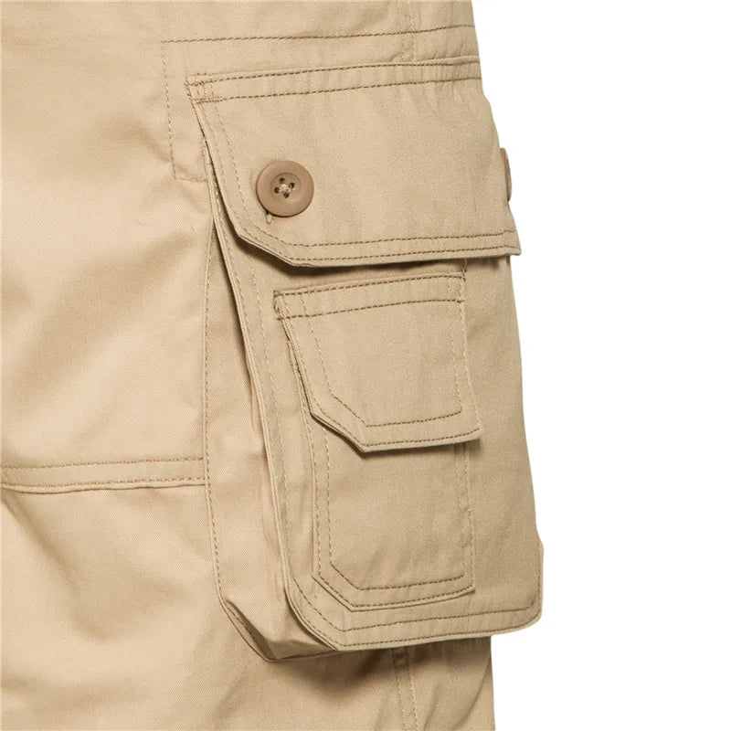 Men's Loose Multi-Pocket Cotton Shorts - Large Size Comfortable Summer Outdoor Casual & Beach Pants