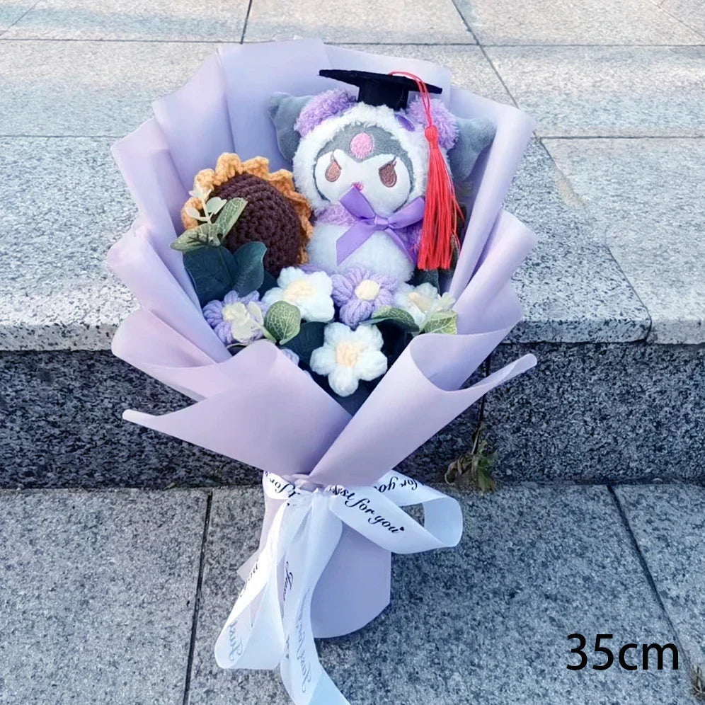 Sanrio Plush Sunflower Bouquet — Hello Kitty, Kuromi, My Melody & Cinnamoroll Gift