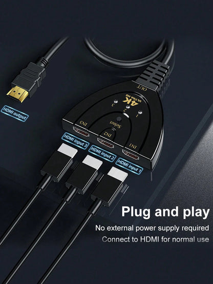 3-Port HDMI KVM Switch 1080P – 3 Input 1 Output Video Splitter Hub for HDTV, DVD, Xbox, PS3 & PS4
