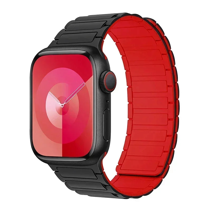 Magnetic Silicone Sports Band for Apple Watch — Fits Ultra 2 (49mm) & Series 9/8/7/6/5/4/SE/3 (38–45mm)