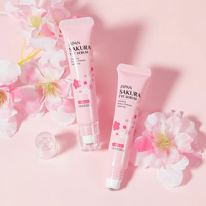 LAIKOU Sakura Eye Serum Roller — Hyaluronic Acid Moisturizing Cream for Eye Bags & Dark Circles, 15ml