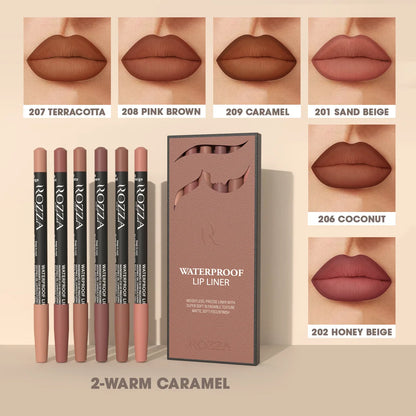 Rozza Waterproof Lip Liner Pencil Set – Weightless, Precise Matte Liner with Soft, Blendable Texture