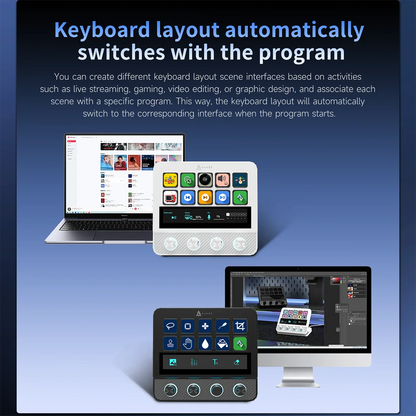 Ajazz AKP05 Pro Touch Bar Keyboard – Dynamic Backlit Keys, Vibration Feedback, Multi-Functional Desktop Assistant