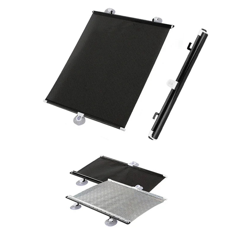 Universal Car Sunshade Curtain: Rear Side Window & Windshield Sun Block - Black Cover with Suction Cups, Essential Car Accessory
