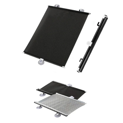 Universal Car Sunshade Curtain: Rear Side Window & Windshield Sun Block - Black Cover with Suction Cups, Essential Car Accessory
