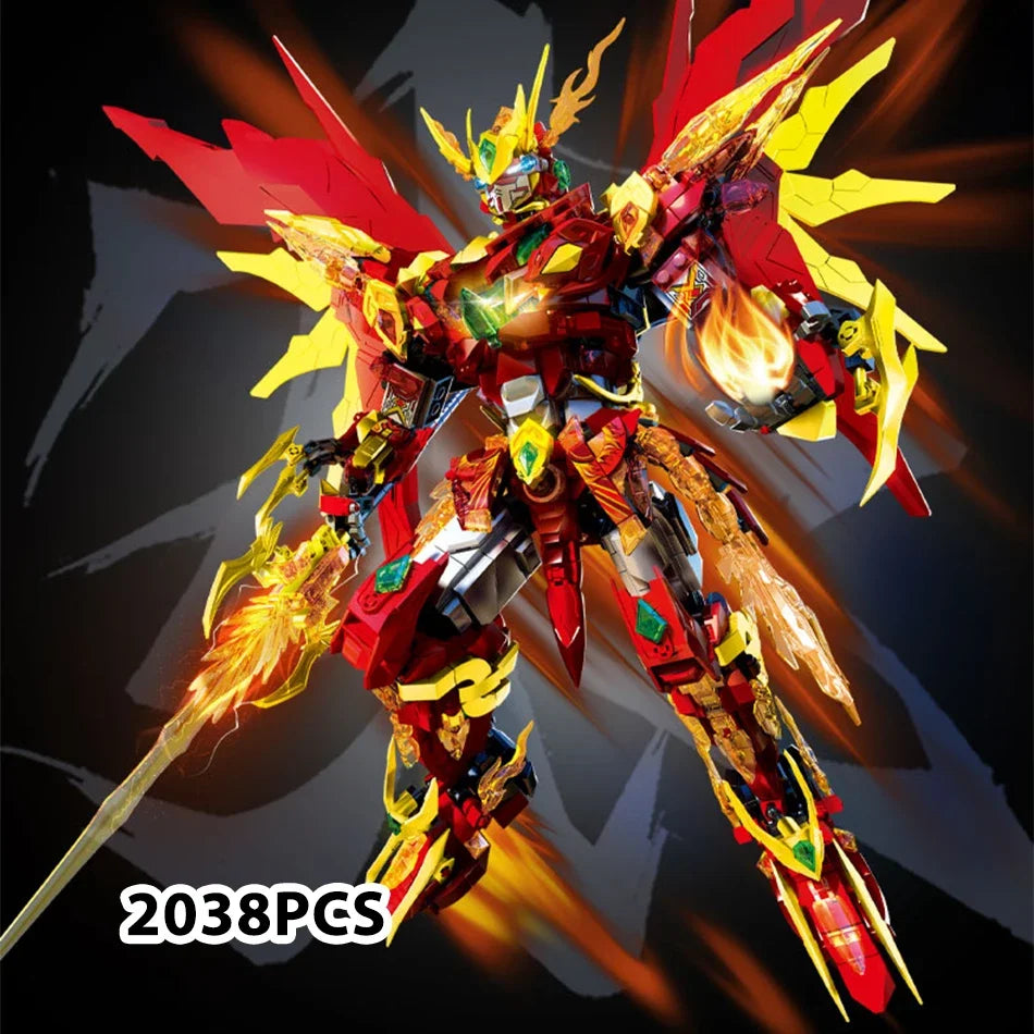 2000+PCS Warrior Robot Building Blocks – Monkey, Dragon, Tiger & Bird Mecha Action Figures for Adults