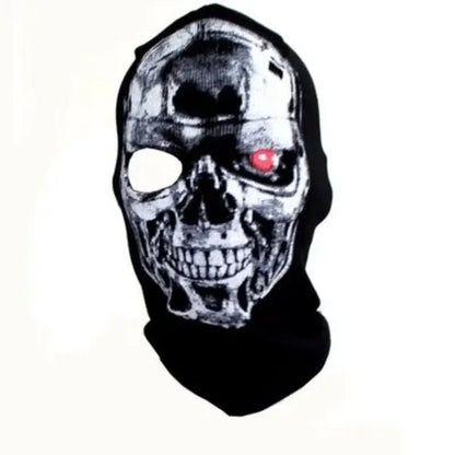 Black Skull Balaclava Mask - Warm Full Face Hood Beanie for Men Outdoor Wear
