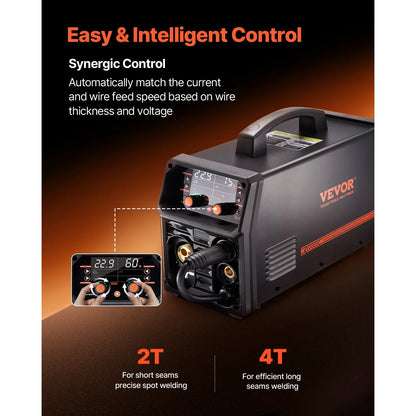 VEVOR 5-in-1 200A MIG Welder – Gas/Flux Core MIG, Stick, Lift TIG, AU TIG with LCD Display