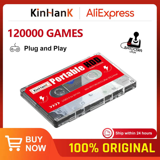 KINHANK Super Console 2TB Portable Retro Game HDD – 120,000+ Games for SS/MAME/DC/NAOMI, Plug & Play for PC/Laptop, Kids Game Player