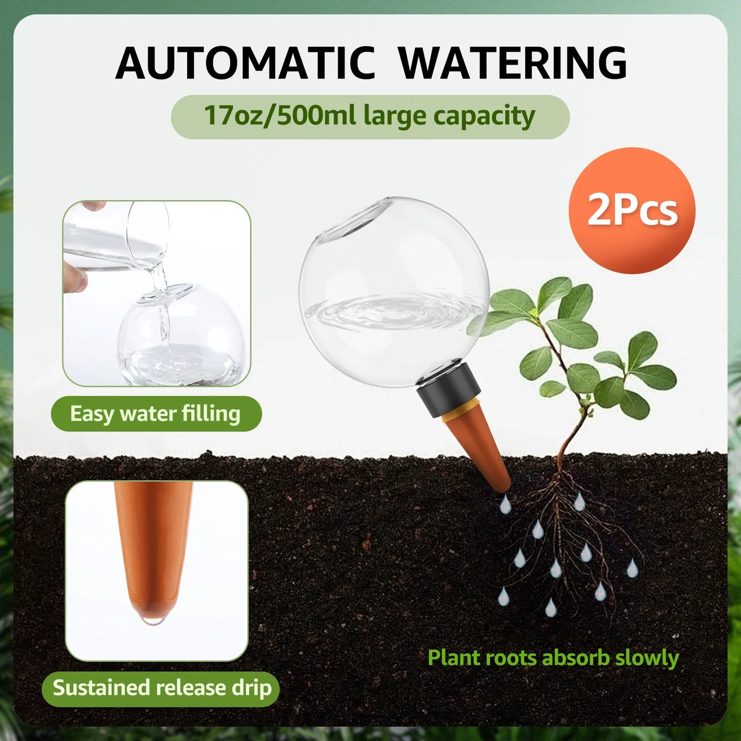 2/4Pcs 500ML Automatic Drip Irrigation System – Self-Watering Bulbs for Garden & Flower Plants