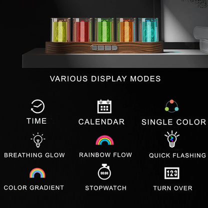 Digital Nixie Tube Clock with RGB LED – Desktop Game Room Décor with Luxury Gift Box
