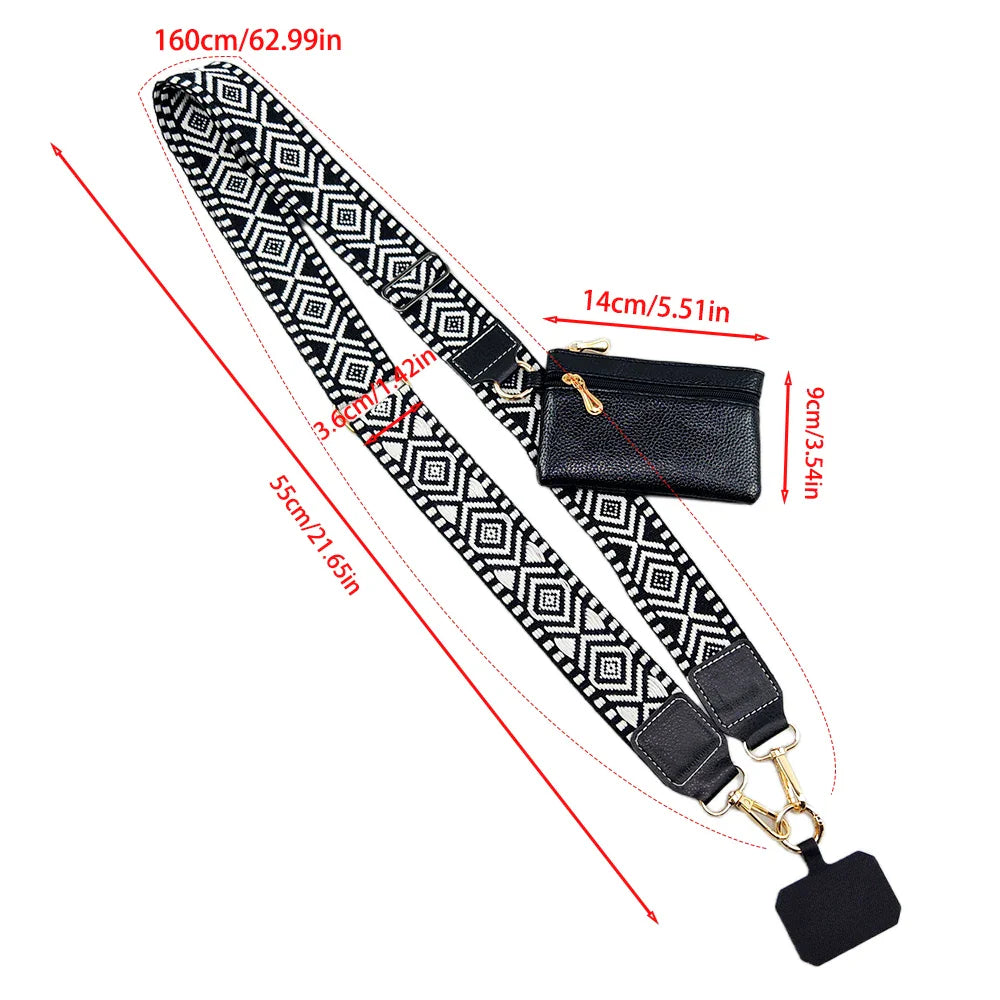 Adjustable Crossbody Mobile Phone Lanyard Strap – Anti-Lost Cell Phone Case Pendant with Zippered Wallet, Card Gasket & Coin Purse