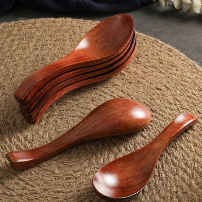 Wooden Soup Spoon — Long & Short Handle Kitchen Utensil for Korean & Japanese Cooking, Ramen & Daily Use