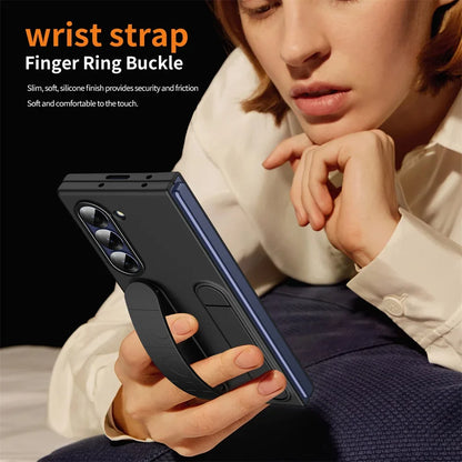 Luxury Wristband Case for Samsung Galaxy Z Fold 3-7 – Invisible Bracket Silicone Cover with Hand Strap & Folding Stand