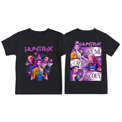 2025 KPop Demon Hunters Graphic T-Shirt – Summer Kids Short Sleeve Top for Girls and Boys, Comfortable Movie-Inspired Tee