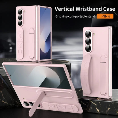 Luxury Wristband Case for Samsung Galaxy Z Fold 3-7 – Invisible Bracket Silicone Cover with Hand Strap & Folding Stand