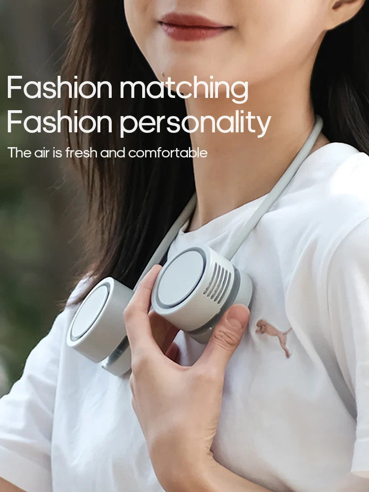 New Portable Neck Fan | Foldable Mini USB Rechargeable 1600mAh Silent Cooling Fan for Sports & Personal Use