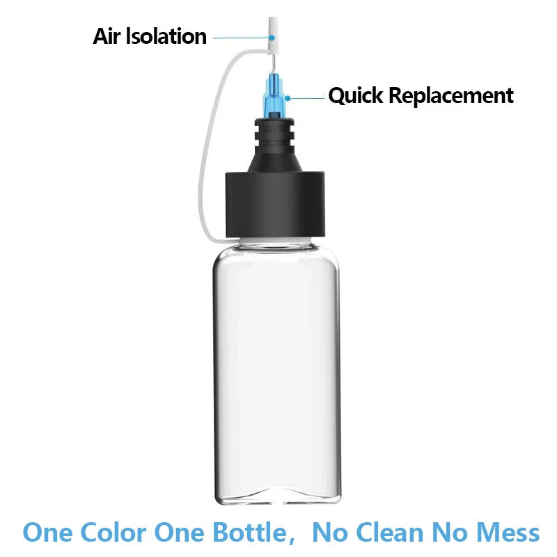 SHANGSE Airbrush Kit – 8pcs 50ml Paint Bottles & No-Clean Disposable Nozzles (0.2mm/0.3mm/0.5mm)