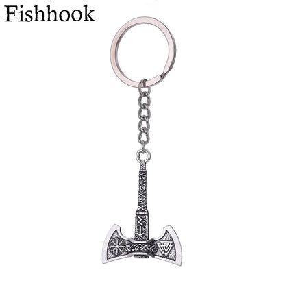 SKYRIM Viking Keychain – Punk Gothic Axe Talisman, Slavic Irish Knot Pagan Amulet Pendant, Men's Jewelry Gift