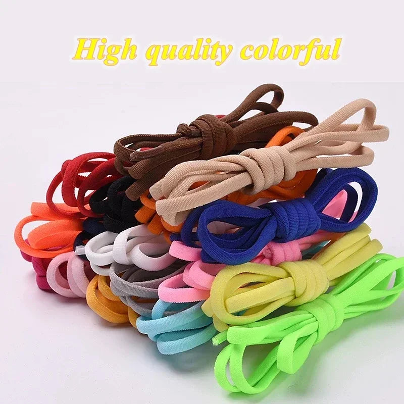 New Colorful Elastic No-Tie Shoelaces – Round Sneakers Laces for Kids & Adults