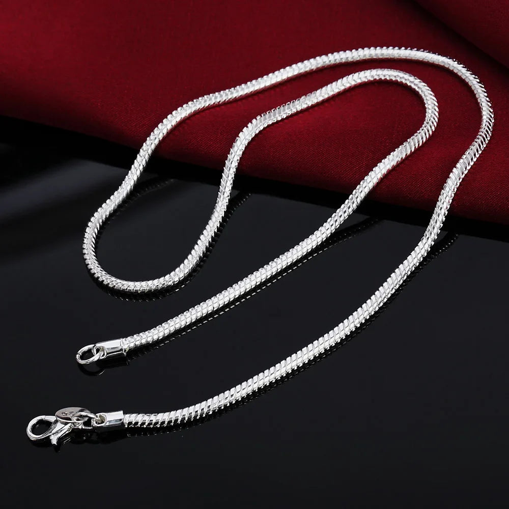 925 Sterling Silver Snake Chain Necklace — 1MM/2MM/3MM, 40–75cm for Men & Women, Fashion Jewelry Pendant, Free Shipping