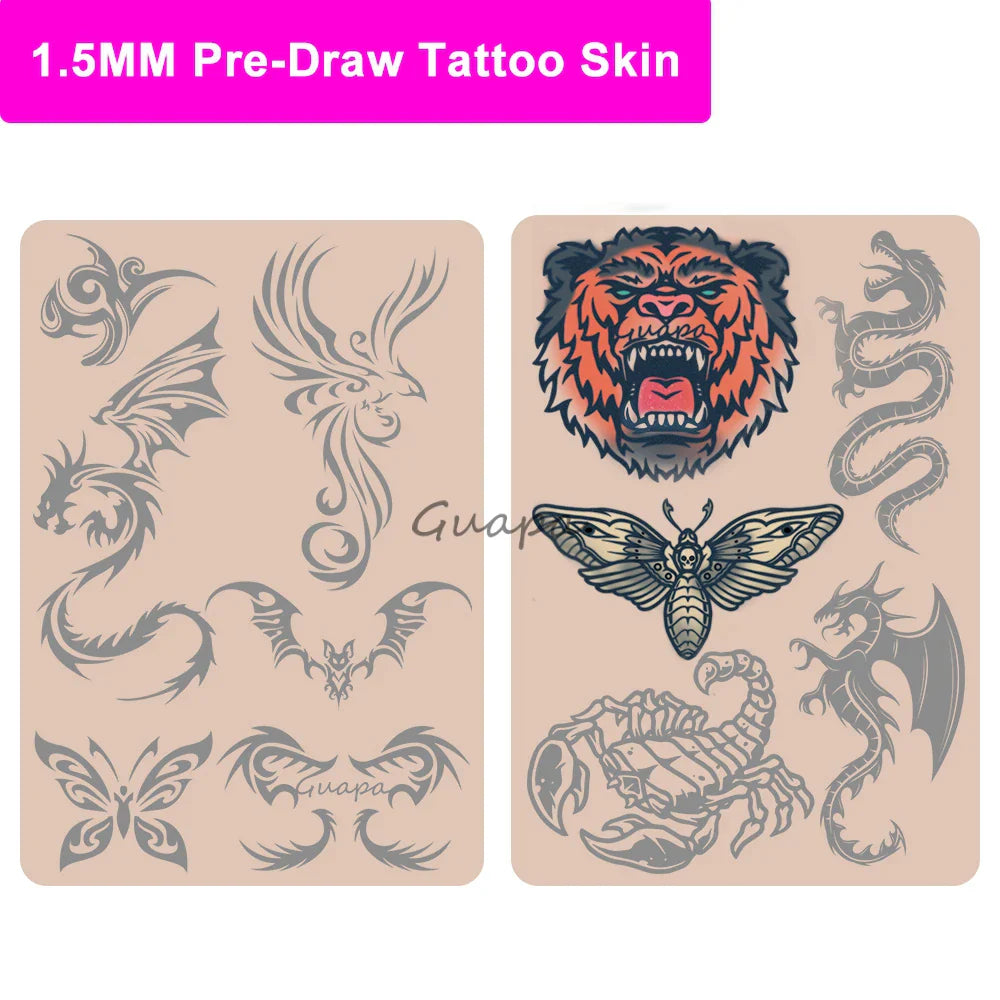 Silicone Practice Skin for Permanent Makeup — Double-Sided Latex Sheet with Brows Design for Hair Stroke Training