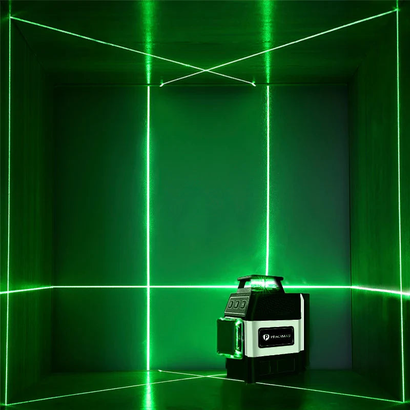 Pracmanu Mini 12-Line 3D Laser Level — Self-Leveling 360° Horizontal & Vertical Green Laser Beam