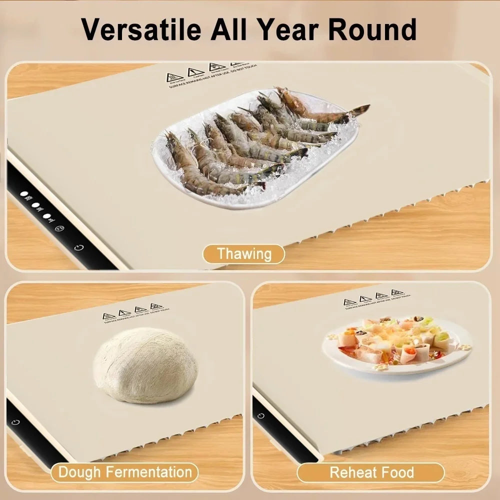 Foldable Electric Warming Tray – Portable Food Warmer Mat with 3-Temperature Fast Full-Surface Heating