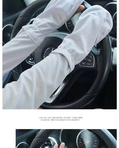 Women’s Large Ice Sleeve Gloves – Summer UV Protection Driving Arm Sleeves, Loose & Breathable