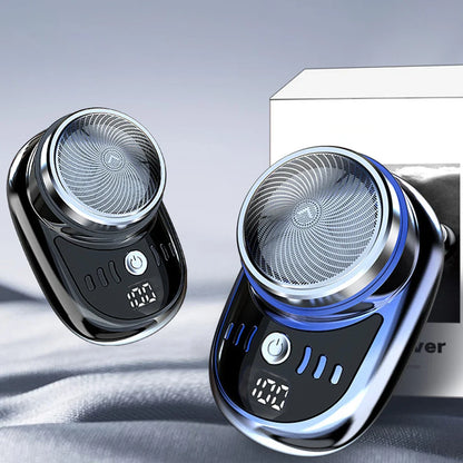Mini Electric Shaver — Portable USB Rechargeable Travel Razor with Digital Display & Detachable Head for Beard