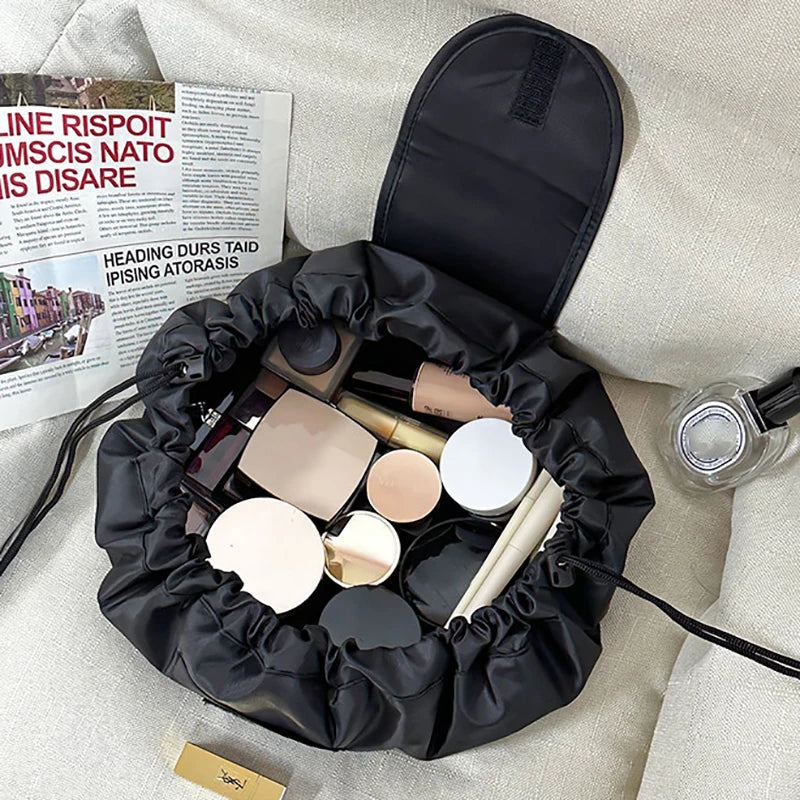Women’s Drawstring Cosmetic Bag — Portable Waterproof Travel Makeup Organizer & Toiletry Beauty Pouch