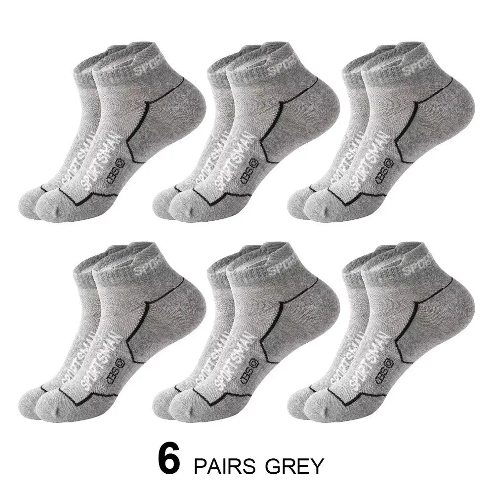6 Pairs Men’s Short Sports Socks – Breathable Mesh Running & Basketball Socks – Sweat Absorbent, Odor Control Athletic Everyday Socks