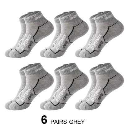 6 Pairs Men’s Short Sports Socks – Breathable Mesh Running & Basketball Socks – Sweat Absorbent, Odor Control Athletic Everyday Socks